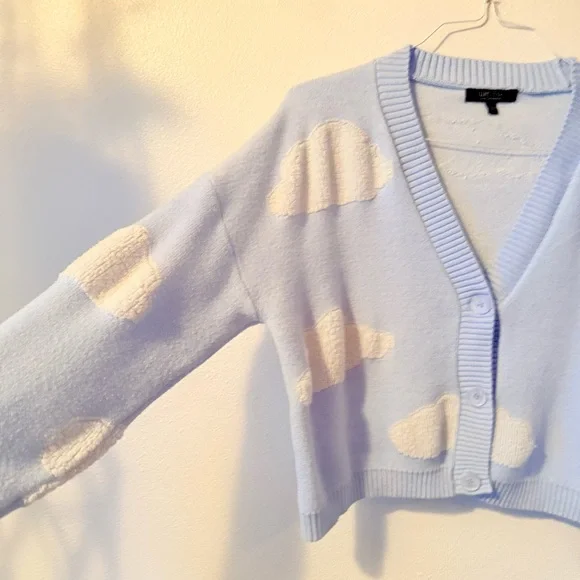 Sky Blue Cloud Pattern Cardigan - Picture 3 of 4
